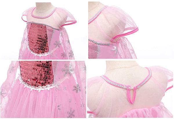 Grote foto frozen elsa deluxe roze verkleedjurk staf kroon kleding dames verkleedkleding