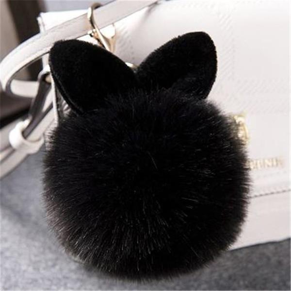 Grote foto fur pom keychains fake rabbit fur ball keychain zwart verzamelen overige verzamelingen