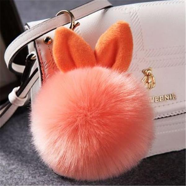 Grote foto fur pom keychains fake rabbit fur ball keychain oranje verzamelen overige verzamelingen