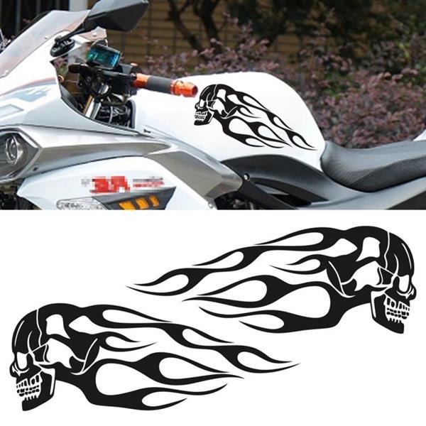 Grote foto motorcycle styling skull head pvc sticker auto decoratieve s auto onderdelen accessoire delen