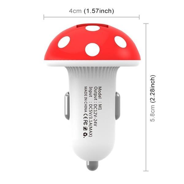 Grote foto mushroom shape qc 3.0 fast charge dual usb autolader m1 bla telecommunicatie opladers en autoladers