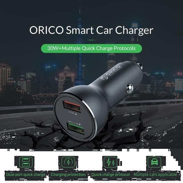 Grote foto orico dual usb quick charge smart car charger upf q2 grij telecommunicatie opladers en autoladers