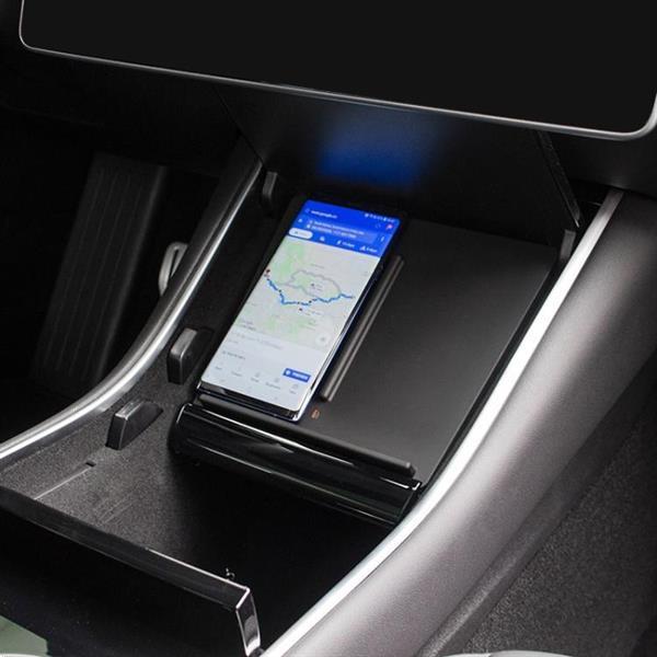 Grote foto portable car qc 3.0 wireless fast charger voor tesla model 3 telecommunicatie opladers en autoladers