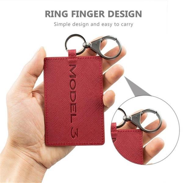 Grote foto portable car key card cover case voor tesla model 3 rood auto onderdelen accessoire delen