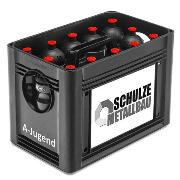 Grote foto bidonkrat 4 zijdig bedrukt zwart sport en fitness voetbal