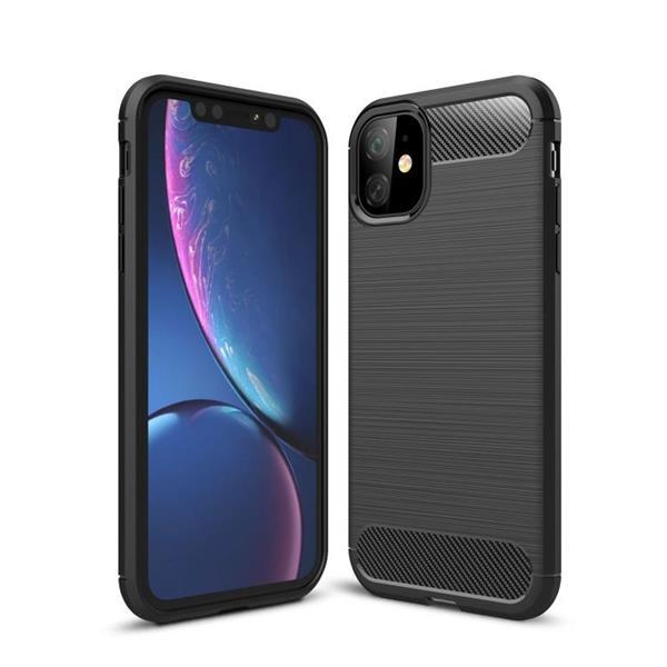 Grote foto brushed texture carbon fiber tpu case for iphone 11 black d telecommunicatie mobieltjes