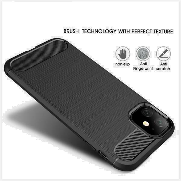 Grote foto brushed texture carbon fiber tpu case for iphone 11 black d telecommunicatie mobieltjes