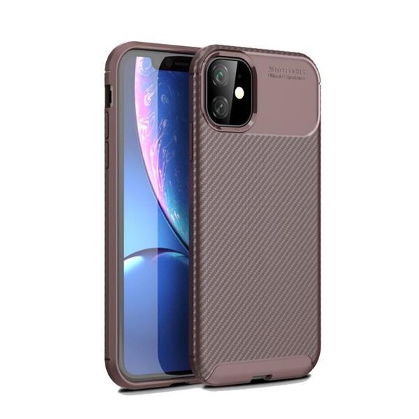 Grote foto carbon fiber texture shockproof tpu case for iphone 11 brown telecommunicatie mobieltjes