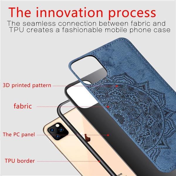 Grote foto embossed mandala pattern pc tpu fabric phone case for ip telecommunicatie mobieltjes