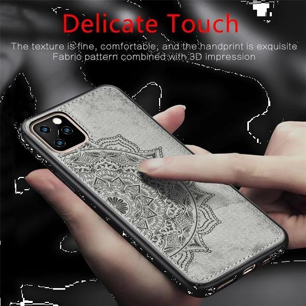 Grote foto embossed mandala pattern pc tpu fabric phone case for ip telecommunicatie mobieltjes