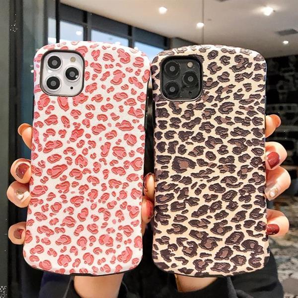 Grote foto for iphone 11 pro leopard embossed small waist shape mobile telecommunicatie mobieltjes