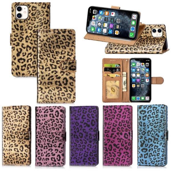 Grote foto for iphone 11 leopard flip stand mobile phone case with lan telecommunicatie mobieltjes