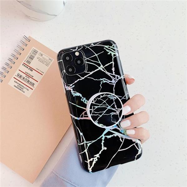 Grote foto for iphone 11 tpu glossy laser marble colorful mobile phone telecommunicatie mobieltjes