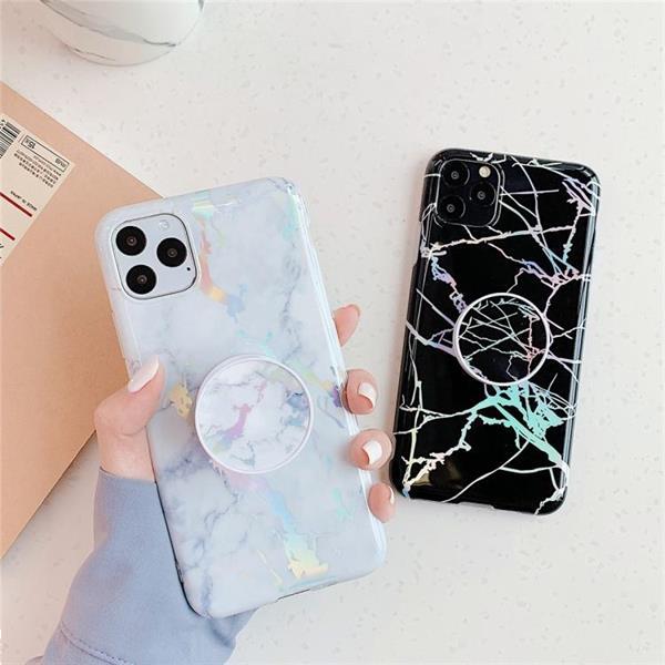 Grote foto for iphone 11 tpu glossy laser marble colorful mobile phone telecommunicatie mobieltjes