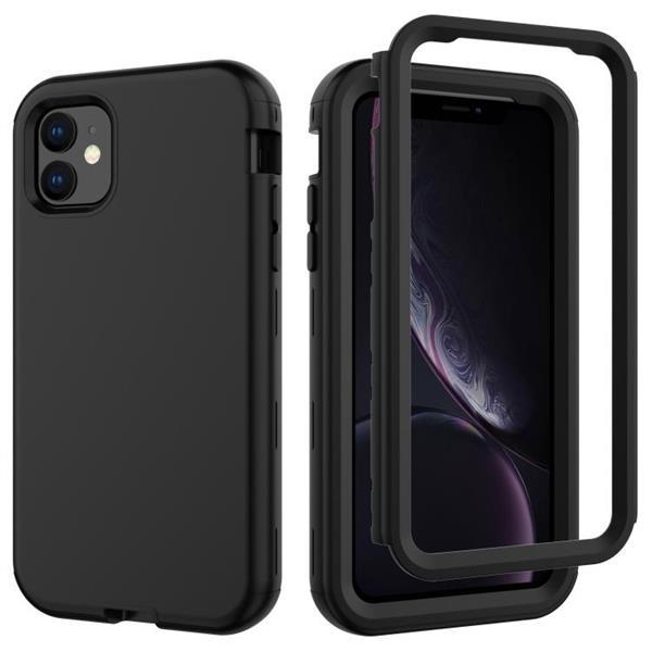 Grote foto for iphone 11 3 in 1 leather oil tpu pc shockproof case bl telecommunicatie mobieltjes