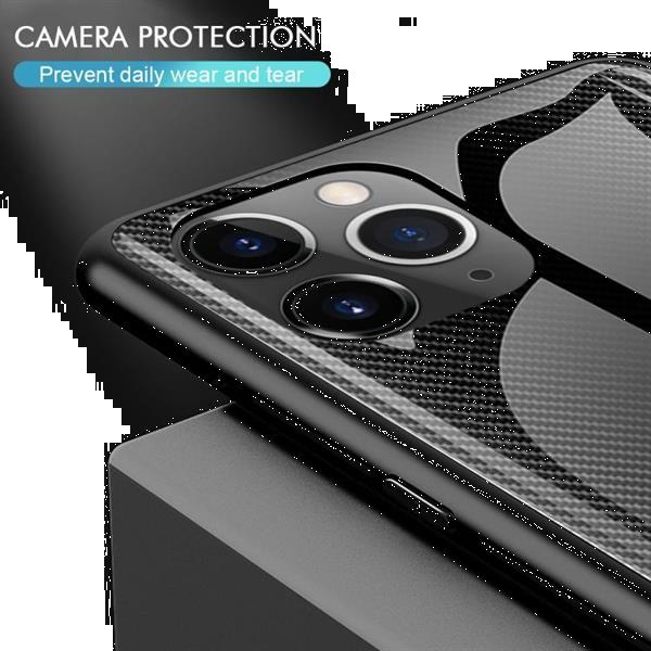 Grote foto for iphone 11 carbon fiber texture gradient color glass case telecommunicatie mobieltjes
