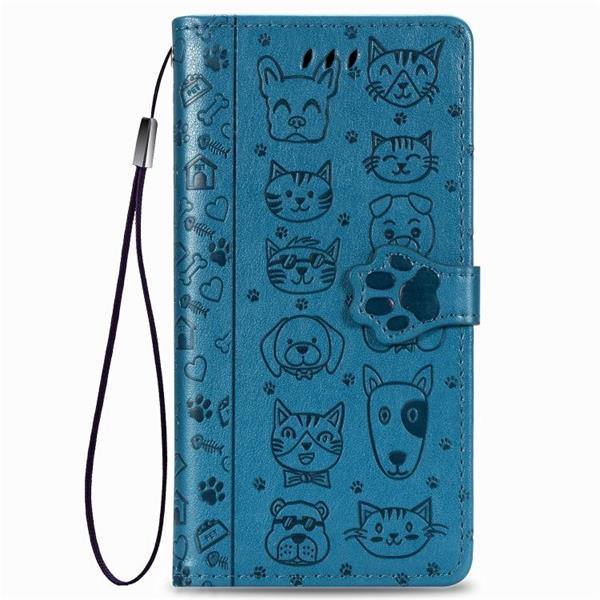 Grote foto for iphone 11 cute cat and dog embossed horizontal flip pu l telecommunicatie mobieltjes