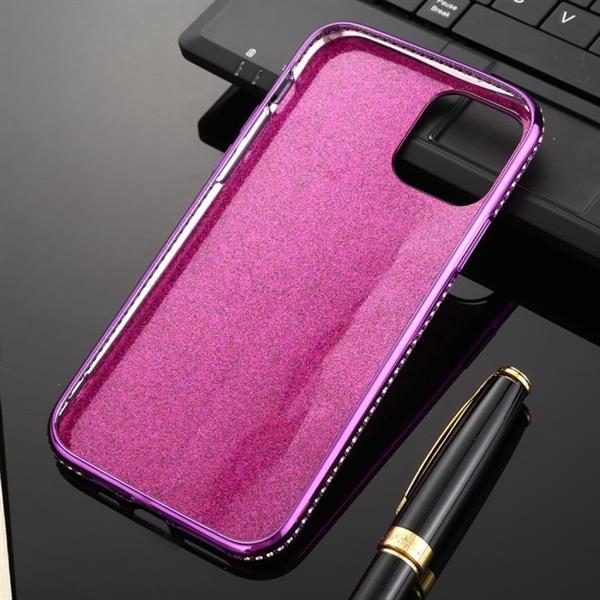 Grote foto for iphone 11 diamond encrusted flash powder tpu case purple telecommunicatie mobieltjes
