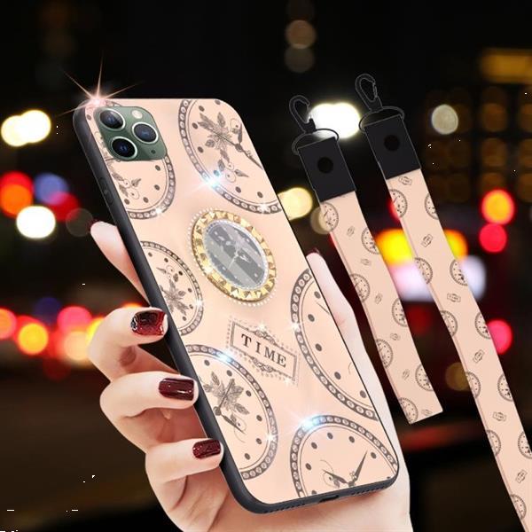 Grote foto for iphone 11 fashion clock pattern rhinestone mobile phone telecommunicatie mobieltjes