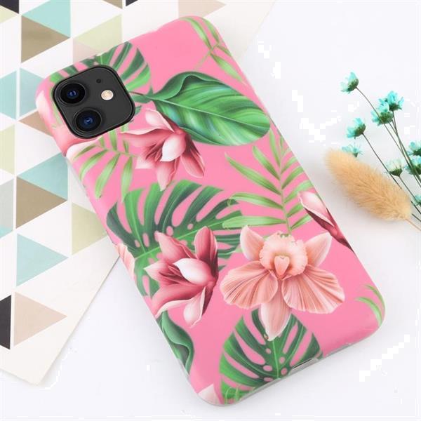 Grote foto for iphone 11 flower pattern tpu protecitve case pink backgr telecommunicatie mobieltjes