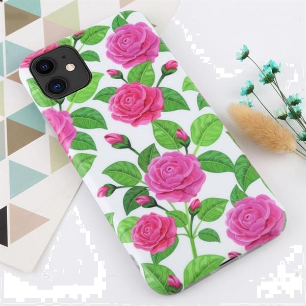 Grote foto for iphone 11 flower pattern tpu protecitve case pink rose telecommunicatie mobieltjes