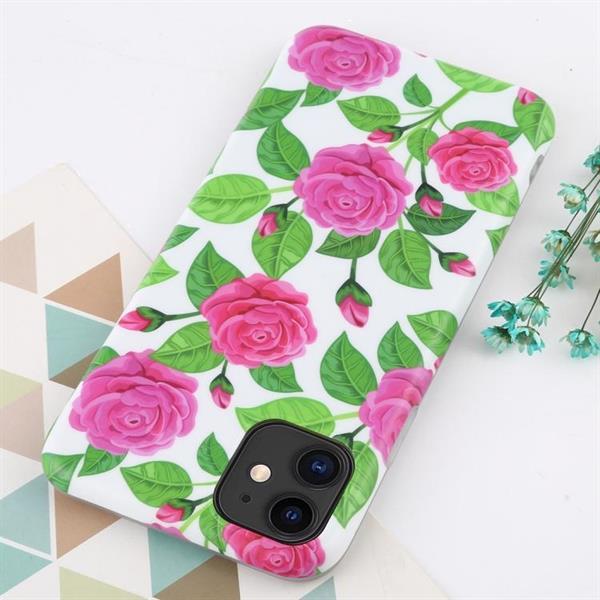 Grote foto for iphone 11 flower pattern tpu protecitve case pink rose telecommunicatie mobieltjes