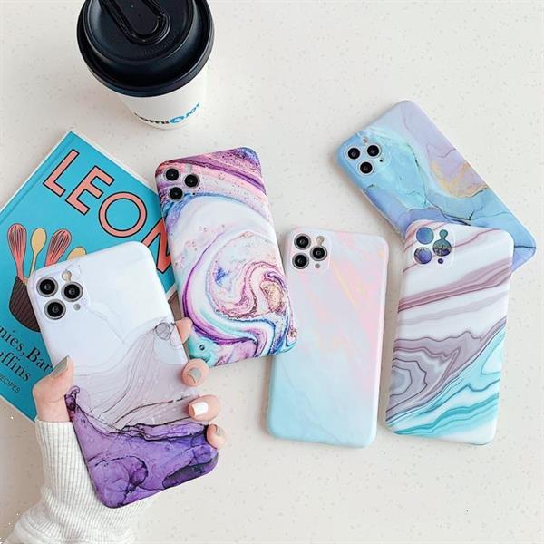Grote foto for iphone 11 frosted marble pattern shockproof tpu case anc telecommunicatie mobieltjes