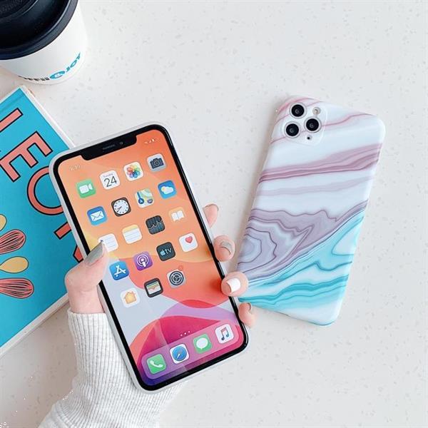 Grote foto for iphone 11 frosted marble pattern shockproof tpu case fir telecommunicatie mobieltjes