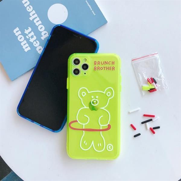 Grote foto for iphone 11 hoop and bear pattern fluorescent tpu mobile p telecommunicatie mobieltjes