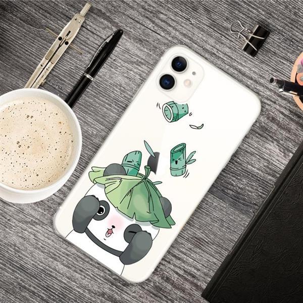 Grote foto for iphone 11 lucency painted tpu protective lotus leaf pand telecommunicatie mobieltjes
