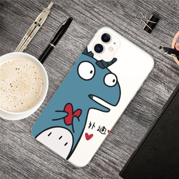 Grote foto for iphone 11 lucency painted tpu protective loving dinosaur telecommunicatie mobieltjes
