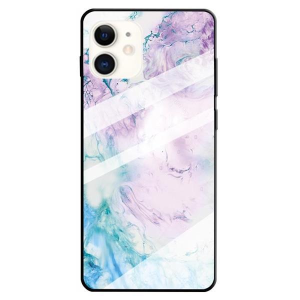 Grote foto for iphone 11 marble pattern glass protective case ink pink telecommunicatie mobieltjes