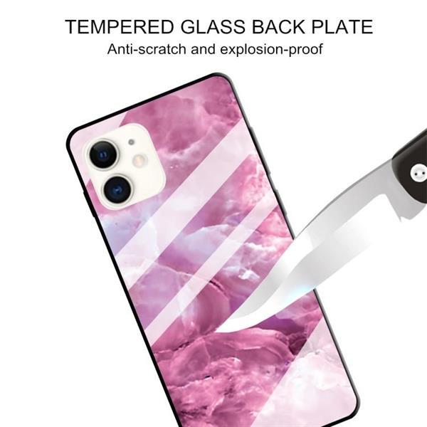 Grote foto for iphone 11 marble pattern glass protective case red defa telecommunicatie mobieltjes