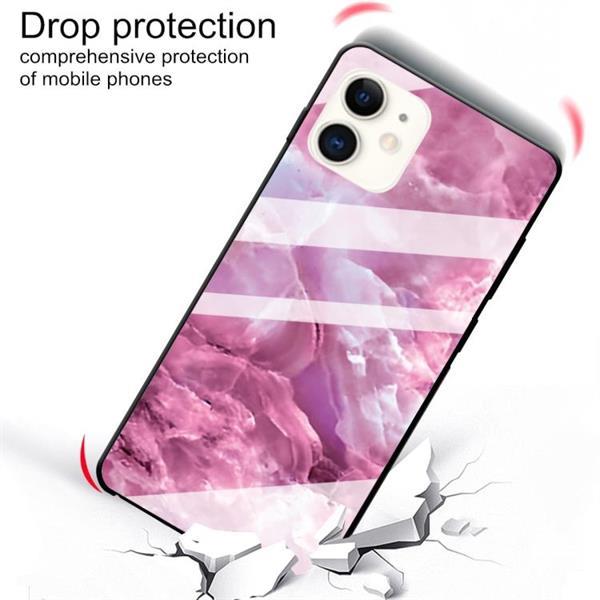 Grote foto for iphone 11 marble pattern glass protective case red defa telecommunicatie mobieltjes