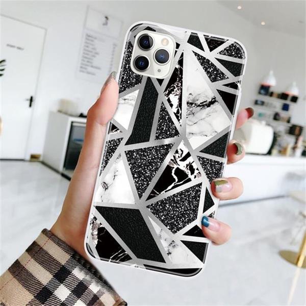 Grote foto for iphone 11 pro max geometric marble series frosted transl telecommunicatie mobieltjes