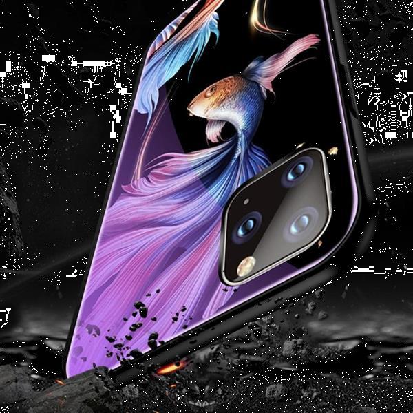 Grote foto for iphone 11 pro max luminous painting violet glass tpu p telecommunicatie mobieltjes