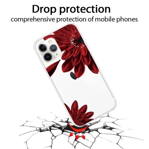 Grote foto for iphone 11 pro max pattern tpu protective case red flower telecommunicatie mobieltjes