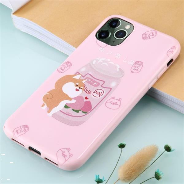 Grote foto for iphone 11 pro tpu mobile phone case glitter peach shiba telecommunicatie mobieltjes