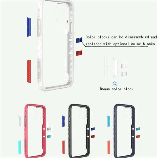 Grote foto for iphone 11 removable color block pc tpu transparent back telecommunicatie mobieltjes