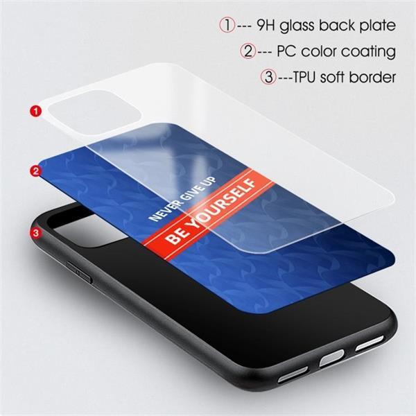 Grote foto for iphone 11 shockproof pc tpu glass protective case pu telecommunicatie mobieltjes