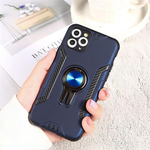 Grote foto for iphone 11 shockproof tpu pc case with ring holder blue telecommunicatie mobieltjes