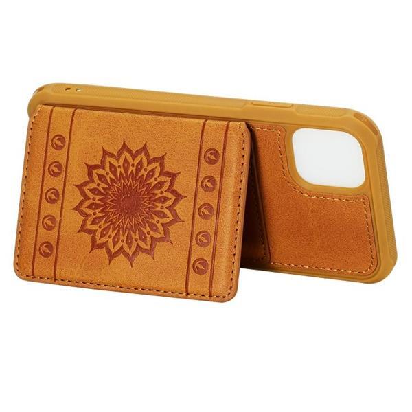 Grote foto for iphone 11 sunflower embossing pattern pu tpu case with telecommunicatie mobieltjes