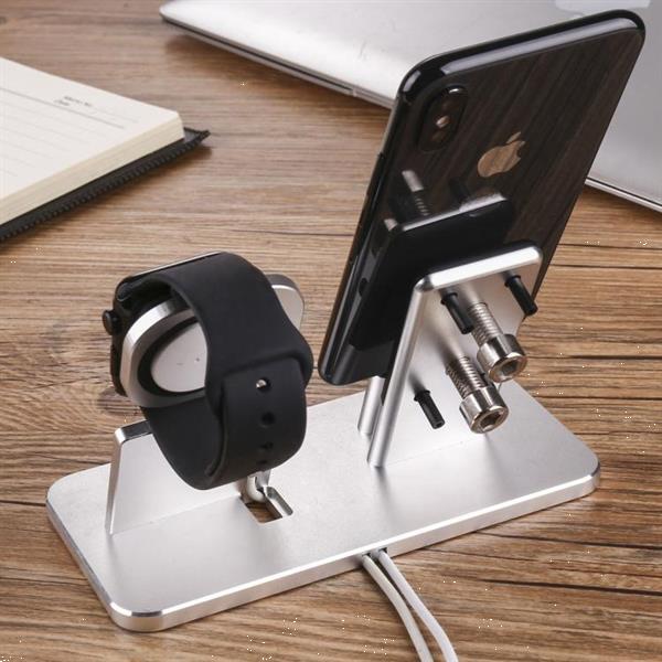 Grote foto 2 in 1 aluminum alloy charging dock stand holder station fo telecommunicatie opladers en autoladers