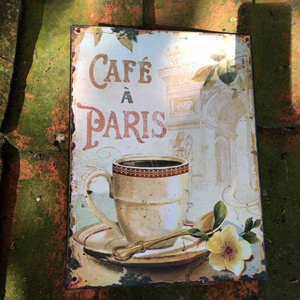 Grote foto prachtig koffie paris metalen bord huis en inrichting woningdecoratie