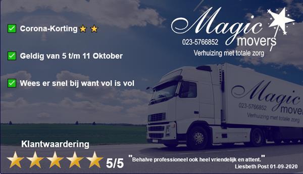 Grote foto magische coronakortingen nu bij magic movers diensten en vakmensen verhuizingen