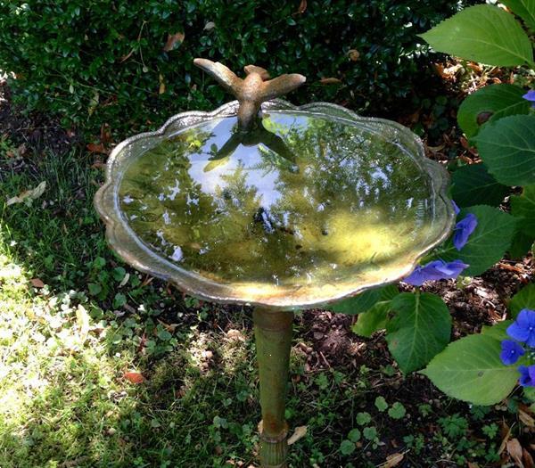 Grote foto 1 vogelbad met hummingbird gietijzer antiek groen rust tuin en terras overige tuin en terras