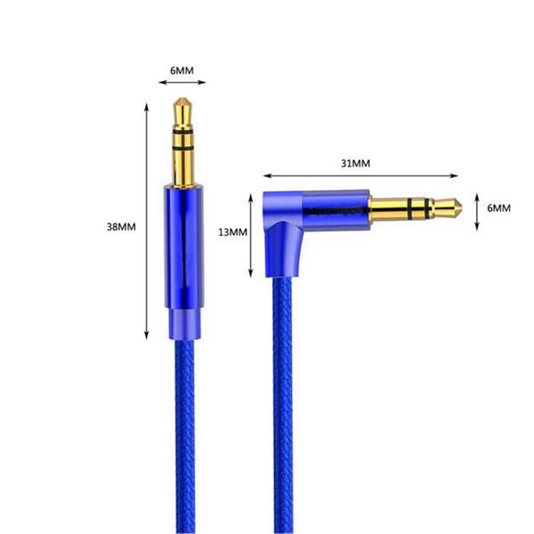 Grote foto av01 3.5mm male to male elbow audio cable length 2m blue computers en software overige