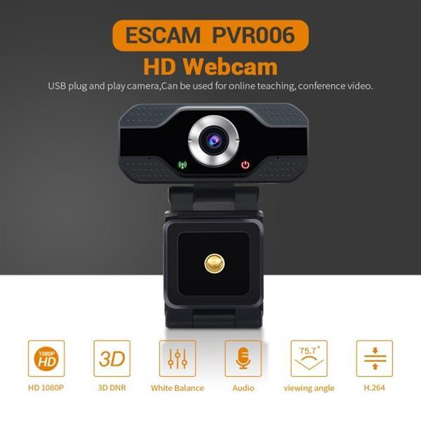 Grote foto escam pvr006 hd 1080p usb2.0 hd webcam with microphone for p computers en software webcams