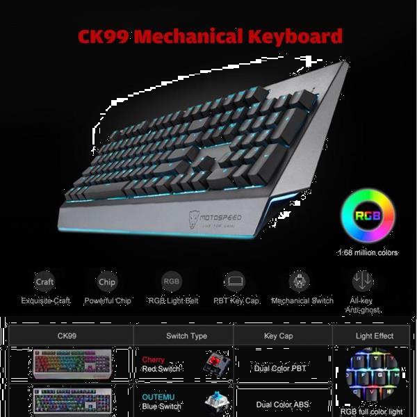 Grote foto motospeed ck99 rgb mechanical keyboard 104 keys with backlig computers en software toetsenborden