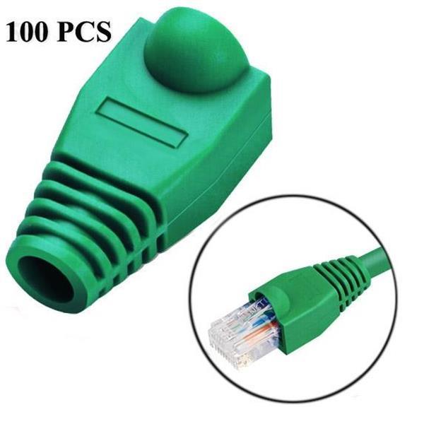 Grote foto network cable boots cap cover for rj45 green 100 pcs in on computers en software overige